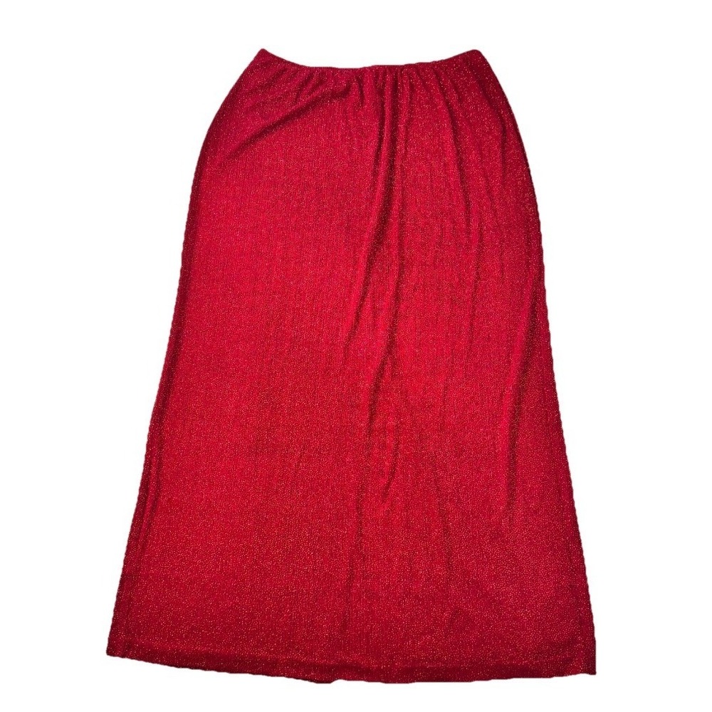 Patra Maxi Skirt Womens 18 Red Glitter Sparkle Holiday Formal Slit Holiday Party